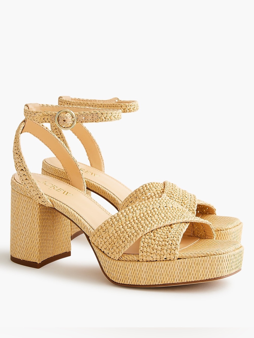 J. Crew Woven Platform Ankle-Strap Open Toe Heels
